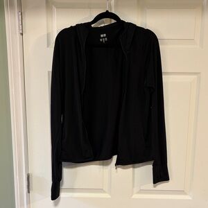 Uniqlo Airism Black Lightweight Hooded Zip-Up